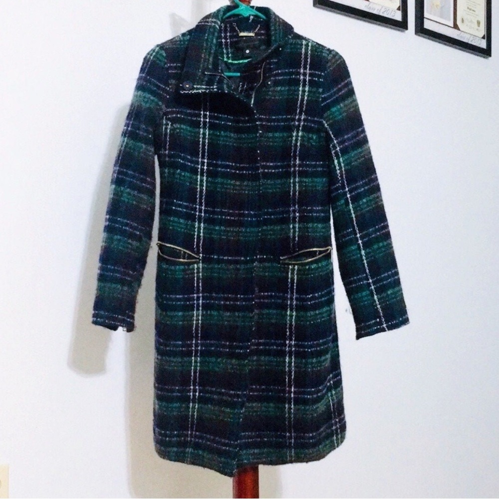 Worthington Green and Black Pea Coat with Classic Design
